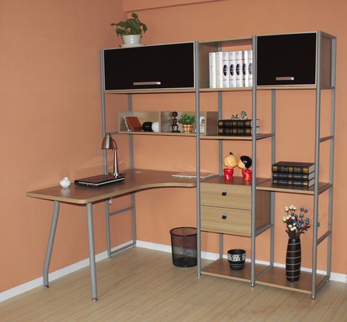 特价时尚猫王风格钢木家具小户型书房组合连体书桌柜转角电脑桌